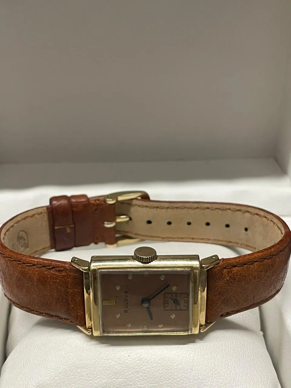 Bulova 1940s Gold Tank Watch - Rose Dial, Blue Hands, Vintage - $13K APR w/ COA!